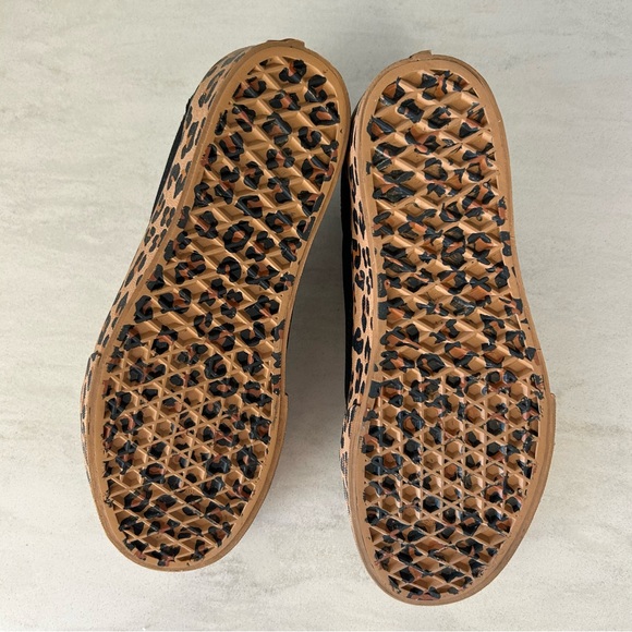 Vans Black and Leopard Print Platform Sneakers - Picture 3 of 8